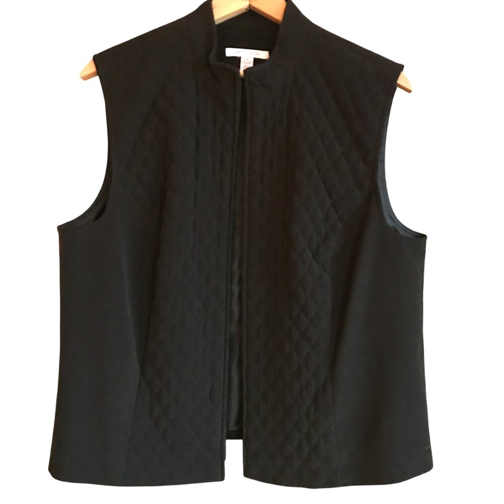 JM Collection Front Quilted Fully Lined Sleeveless Vest Jacket Zippered Black 16